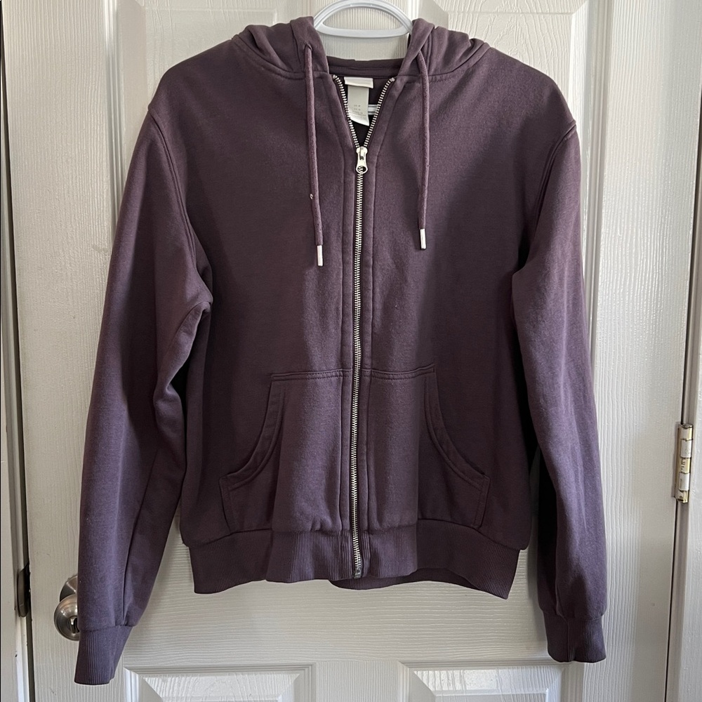 H&M Purple Casual Short Zip-Up Hoodie Baggy Size Medium